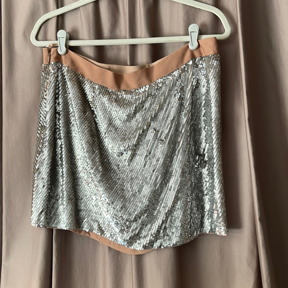 Haute Hippie vintage silver sequin mini skirt Large